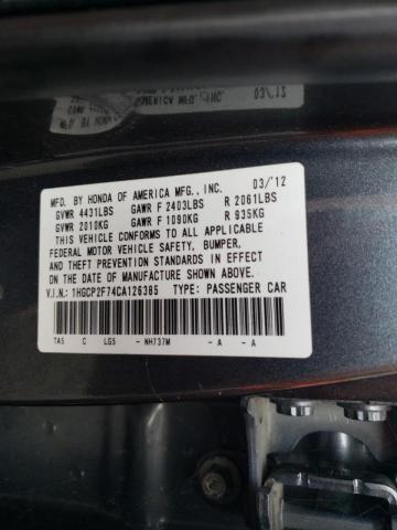 Photo 10 from auction – 2012 HONDA ACCORD EX with VIN 1HGCP2F74CA126385