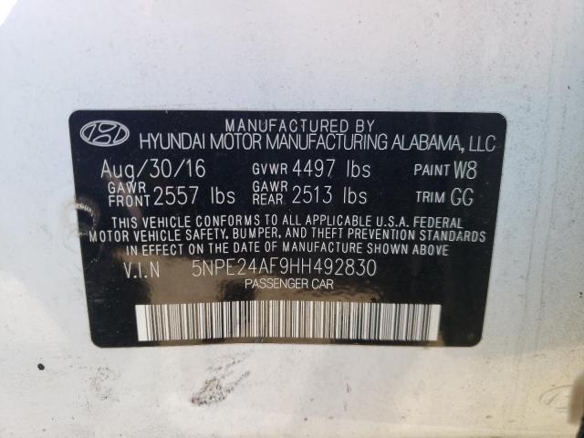 Photo 10 from auction – 2017 HYUNDAI SONATA SE with VIN 5NPE24AF9HH492830
