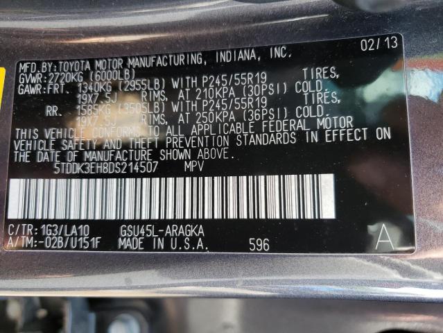 Photo 10 from auction – 2013 TOYOTA HIGHLANDER with VIN 5TDDK3EH8DS214507