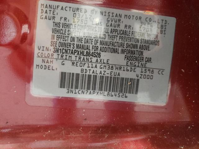 Photo 10 from auction – 2017 NISSAN VERSA S with VIN 3N1CN7APXHL864526