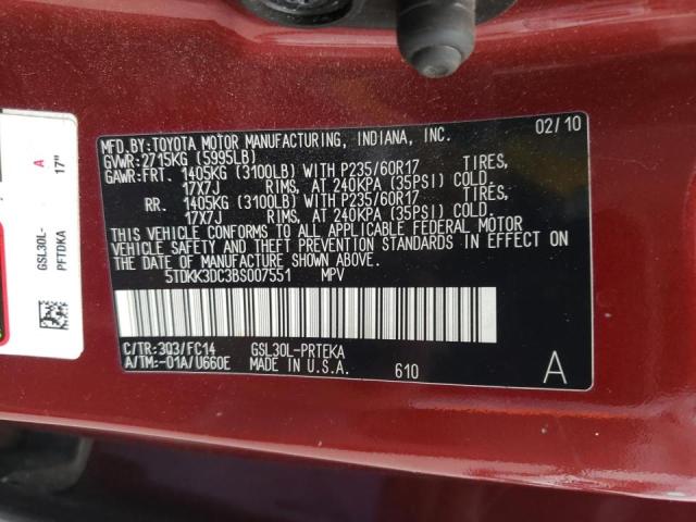 Photo 10 from auction – 2011 TOYOTA SIENNA LE with VIN 5TDKK3DC3BS007551