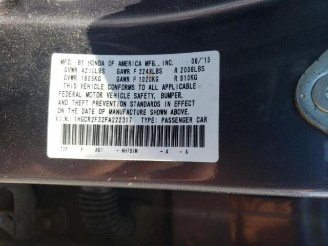 Photo 10 from auction – 2015 HONDA ACCORD LX with VIN 1HGCR2F32FA222317