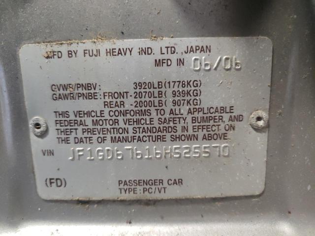 Photo 10 from auction – 2006 SUBARU IMPREZA 2. with VIN JF1GD67616H525570