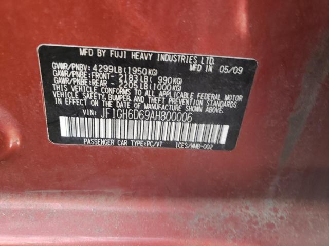 Photo 10 from auction – 2010 SUBARU IMPREZA OU with VIN JF1GH6D69AH800006