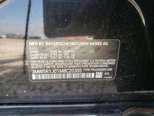 Photo 10 from auction – 2021 BMW 330I with VIN 3MW5R1J01M8C20305