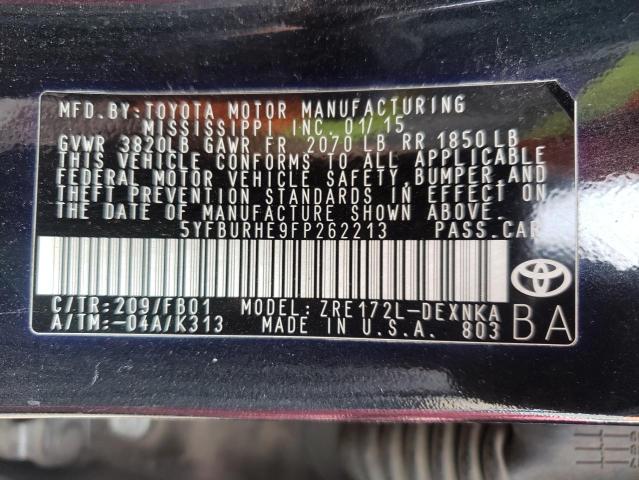 Photo 10 from auction – 2015 TOYOTA COROLLA L with VIN 5YFBURHE9FP262213