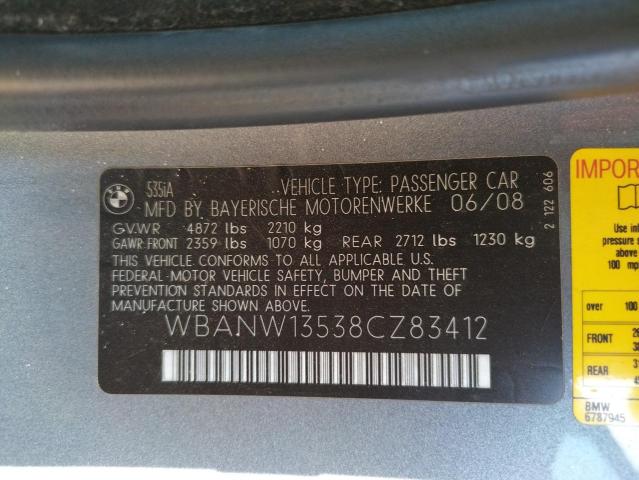 Photo 10 from auction – 2008 BMW 535 I with VIN WBANW13538CZ83412