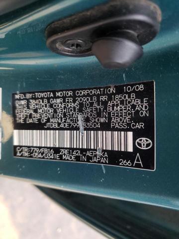 Photo 10 from auction – 2009 TOYOTA COROLLA BA with VIN JTDBL40E799083504