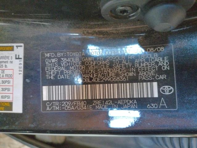 Photo 10 from auction – 2009 TOYOTA COROLLA BA with VIN JTDBL40E299068361