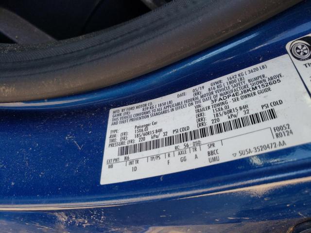 Photo 10 from auction – 2019 FORD FIESTA SE with VIN 3FADP4EJ8KM152605