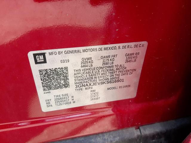 Photo 10 from auction – 2019 CHEVROLET EQUINOX LT with VIN 3GNAXJEV8KS616901