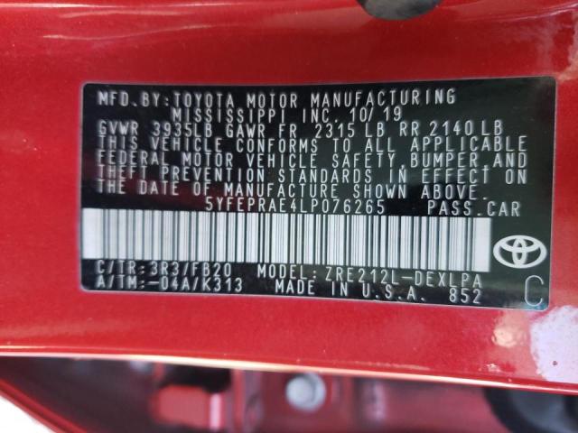 Photo 10 from auction – 2020 TOYOTA COROLLA LE with VIN 5YFEPRAE4LP076265
