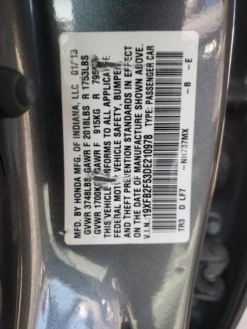 Photo 10 from auction – 2013 HONDA CIVIC LX with VIN 19XFB2F53DE210978