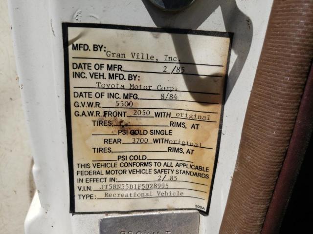 Photo 10 from auction – 1985 TOYOTA PICKUP COM with VIN JT5RN55D1F5028995