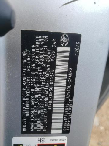 Photo 10 from auction – 2008 TOYOTA CAMRY CE with VIN 4T4BE46K58R013570