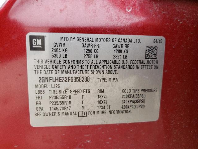 Photo 10 from auction – 2015 CHEVROLET EQUINOX LT with VIN 2GNFLHE32F6358288