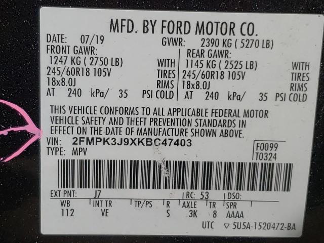 صورة رقم 10 من المزاد - 2019 FORD EDGE SEL مع VIN 2FMPK3J9XKBC47403