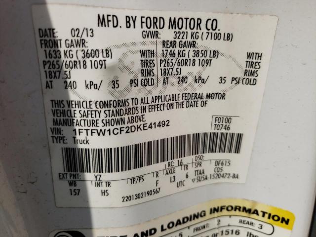Photo 10 from auction – 2013 FORD F150 SUPER with VIN 1FTFW1CF2DKE41492