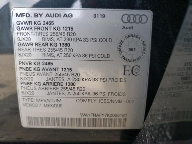Photo 10 from auction – 2019 AUDI Q5 TECHNIK with VIN WA1FNAFY7K2055187
