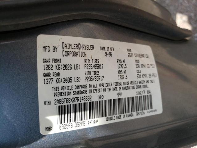 Photo 10 from auction – 2007 CHRYSLER PACIFICA T with VIN 2A8GF68X07R148692
