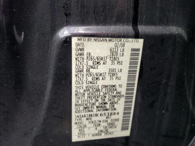 Photo 10 from auction – 2008 NISSAN PATHFINDER with VIN 5N1AR18B18C653884