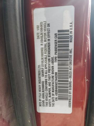 Photo 10 from auction – 2002 SUBARU LEGACY OUT with VIN 4S3BH665027640288