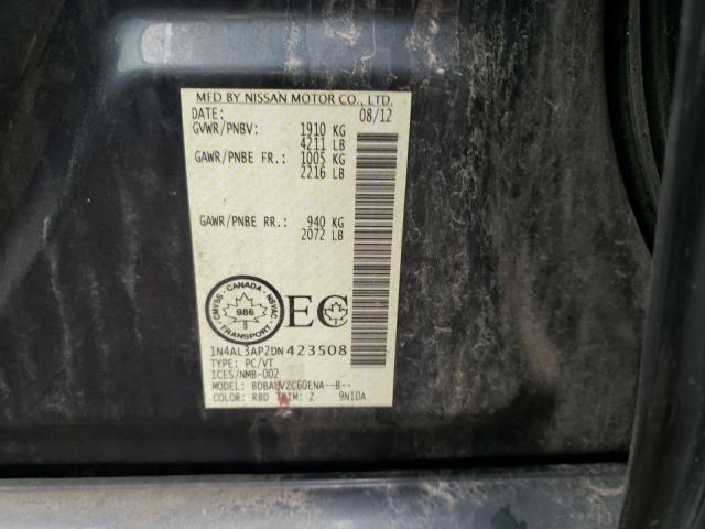Photo 10 from auction – 2013 NISSAN ALTIMA 2.5 with VIN 1N4AL3AP2DN423508