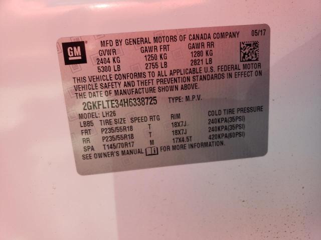 Photo 10 from auction – 2017 GMC TERRAIN SL with VIN 2GKFLTE34H6338725
