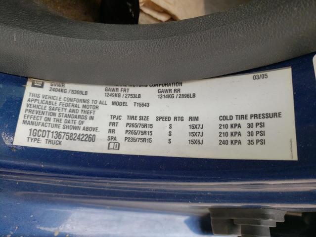 Photo 10 from auction – 2005 CHEVROLET COLORADO with VIN 1GCDT136758242260