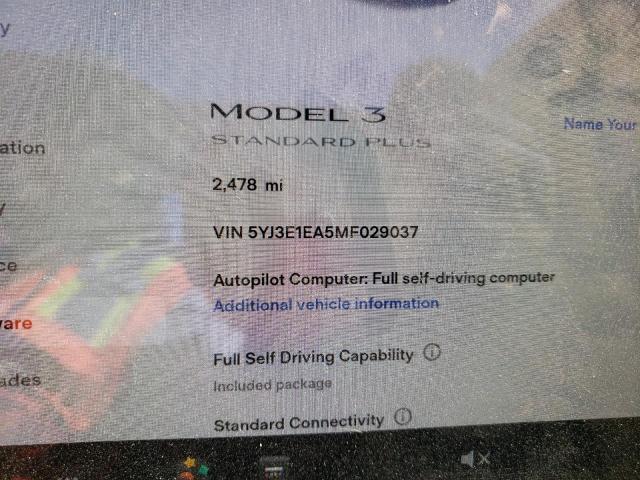 Photo 8 from auction – 2021 TESLA MODEL 3 with VIN 5YJ3E1EA5MF029037
