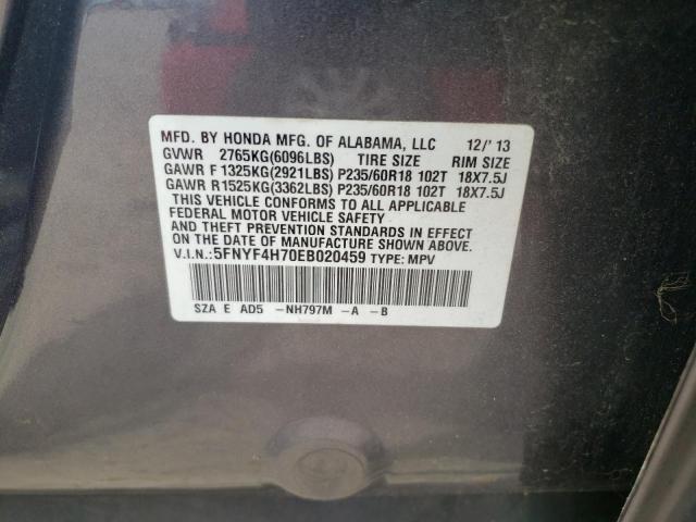 Photo 10 from auction – 2014 HONDA PILOT EXLN with VIN 5FNYF4H70EB020459