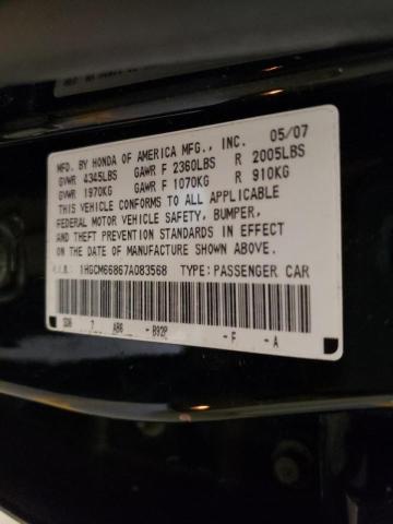 Photo 10 from auction – 2007 HONDA ACCORD EX with VIN 1HGCM66867A083568