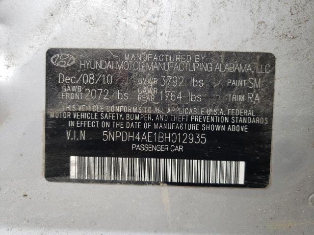 Photo 10 from auction – 2011 HYUNDAI ELANTRA GL with VIN 5NPDH4AE1BH012935