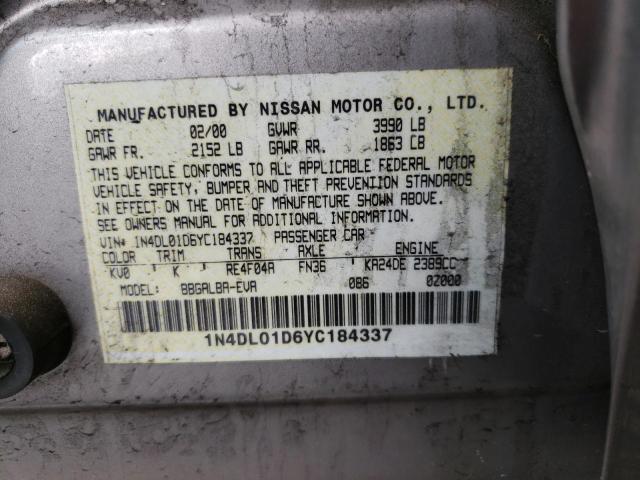 Photo 10 from auction – 2000 NISSAN ALTIMA XE with VIN 1N4DL01D6YC184337