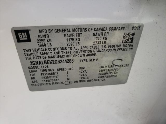 Photo 10 from auction – 2016 CHEVROLET EQUINOX LS with VIN 2GNALBEK2G6244288