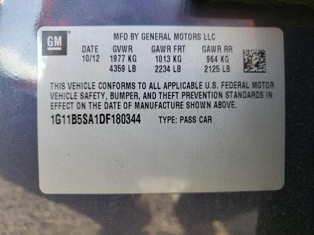 Photo 10 from auction – 2013 CHEVROLET MALIBU LS with VIN 1G11B5SA1DF180344