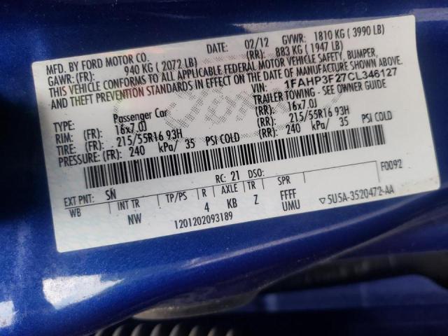 Photo 10 from auction – 2012 FORD FOCUS SE with VIN 1FAHP3F27CL346127