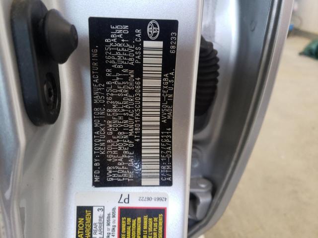 Photo 10 from auction – 2012 TOYOTA CAMRY HYBR with VIN 4T1BD1FK5CU030664