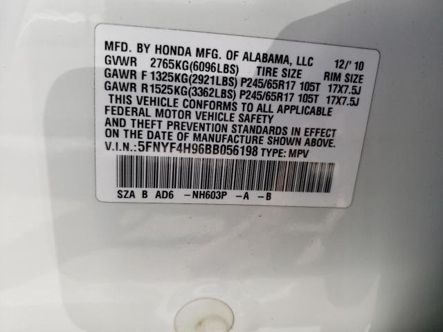 Photo 10 from auction – 2011 HONDA PILOT TOUR with VIN 5FNYF4H96BB056198