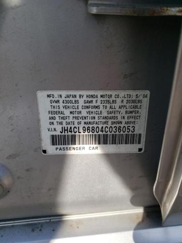 Photo 10 from auction – 2004 ACURA TSX with VIN JH4CL96804C036053