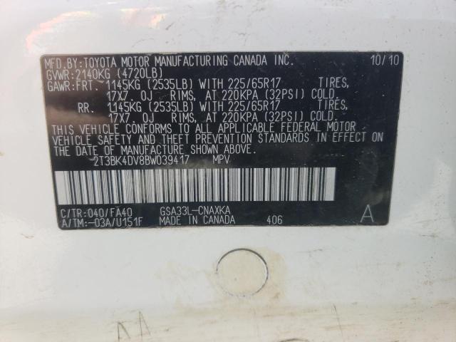 Photo 10 from auction – 2011 TOYOTA RAV4 with VIN 2T3BK4DV8BW039417