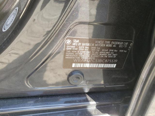 Photo 10 from auction – 2011 BMW 535 XI with VIN WBAFU7C51BC875519