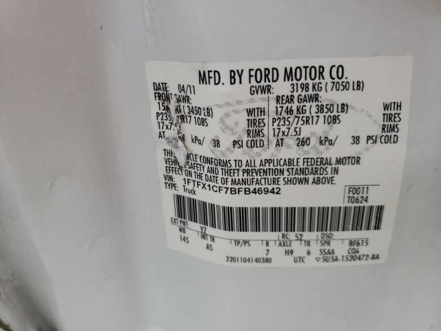 Photo 10 from auction – 2011 FORD F150 SUPER with VIN 1FTFX1CF7BFB46942