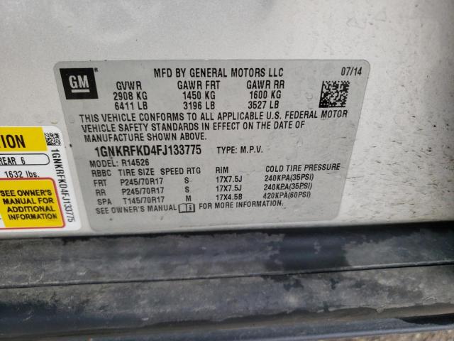 Photo 10 from auction – 2015 CHEVROLET TRAVERSE L with VIN 1GNKRFKD4FJ133775