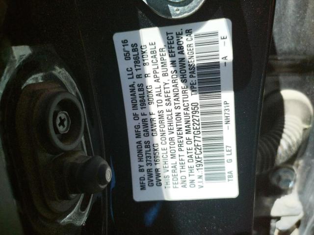 Photo 10 from auction – 2016 HONDA CIVIC EX with VIN 19XFC2F77GE227950