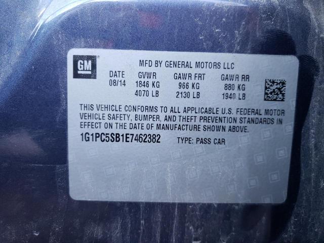 Photo 10 from auction – 2014 CHEVROLET CRUZE LT with VIN 1G1PC5SB1E7462382