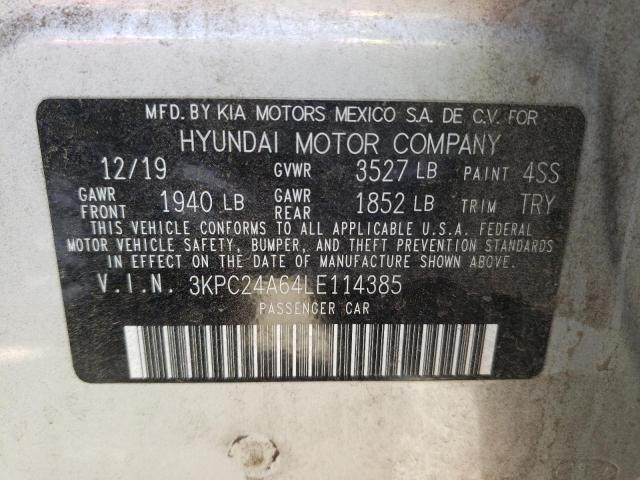 Photo 10 from auction – 2020 HYUNDAI ACCENT SE with VIN 3KPC24A64LE114385
