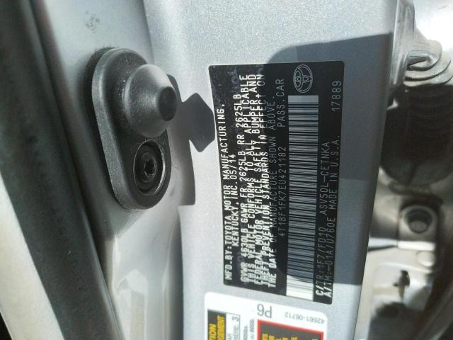 Photo 10 from auction – 2014 TOYOTA CAMRY L with VIN 4T1BF1FK7EU421182