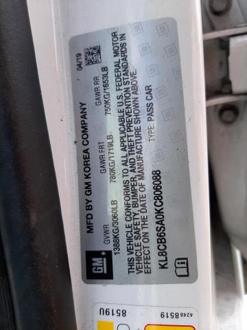 Photo 10 from auction – 2019 CHEVROLET SPARK LS with VIN KL8CB6SA0KC806088