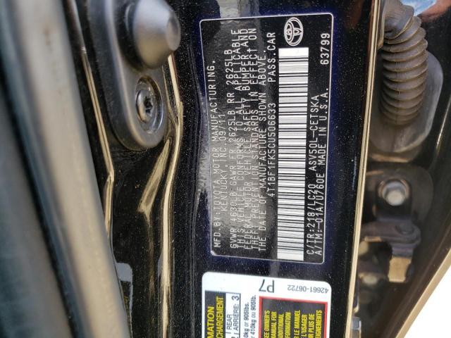 Photo 10 from auction – 2012 TOYOTA CAMRY BASE with VIN 4T1BF1FK5CU506633